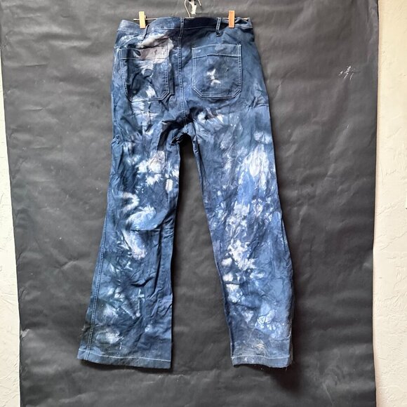 Wide Leg Jeans Black Tie Dye Size 33x34 Denim Ecofriendly Colorfast Tied Dyed - Picture 5 of 10